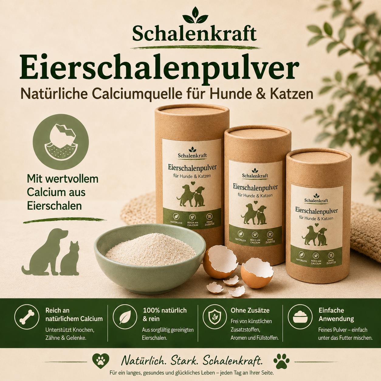 Eierschalenpulver für Hunde & Katzen